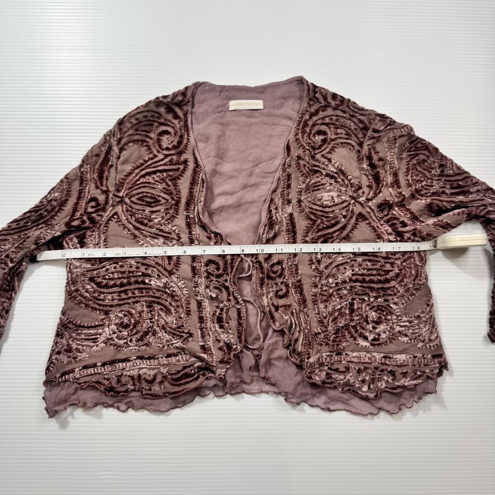 Marian Clayden Silk Cardigan Mauve Pink Women’s Medium Cropped Boho Fairycore - Picture 12 of 16